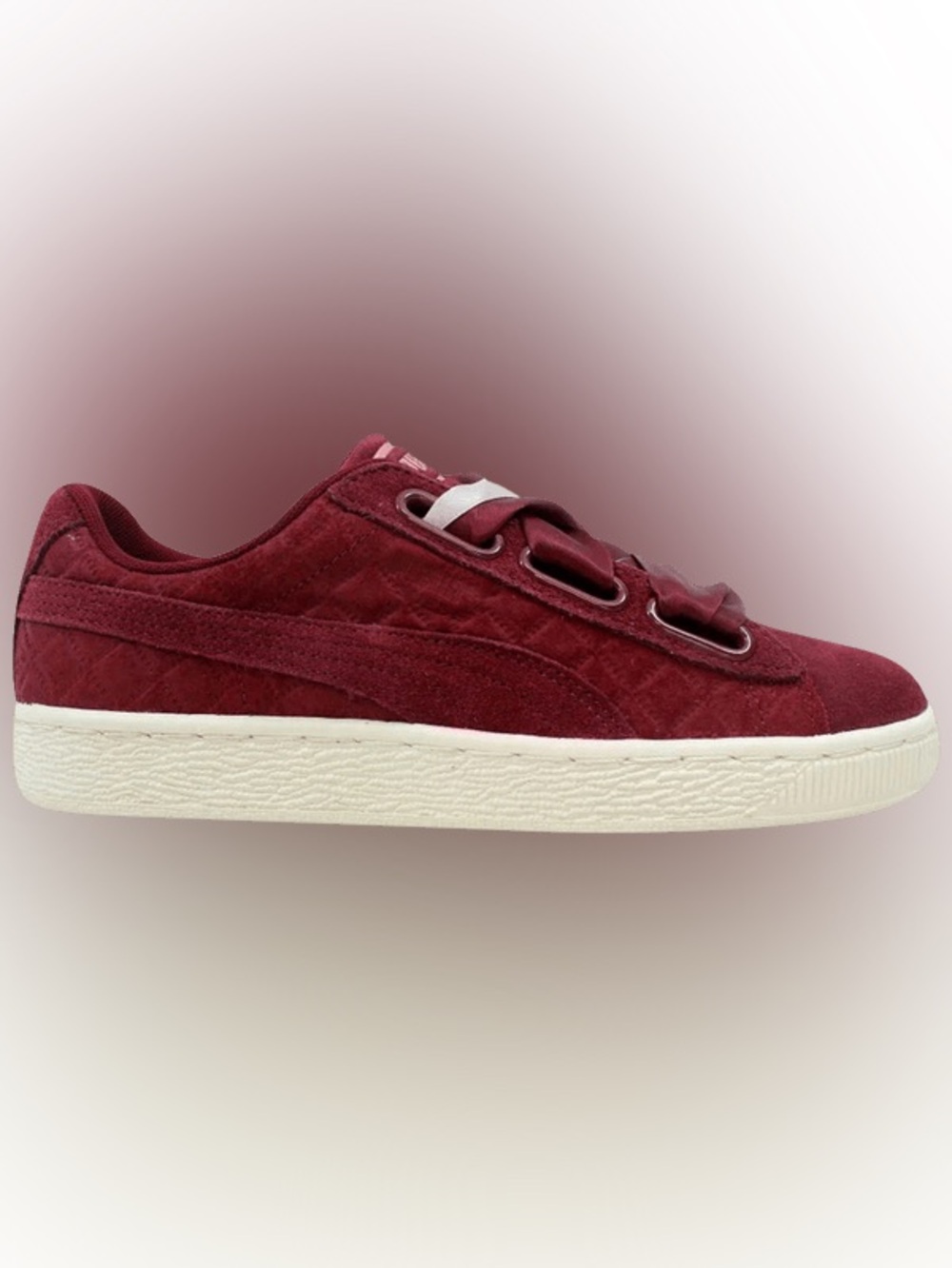 Puma Suede heart quilt lifestyle Sneaker in Burgundy w ribbon laces 8